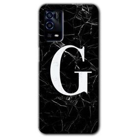 Oppo A55 Siyah Mermer Desenli G Harfi Baskılı Uyumlu Silikon Kılıf