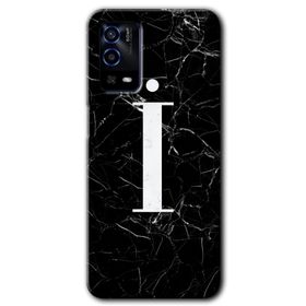 Oppo A55 Siyah Mermer Desenli I Harfi Baskılı Uyumlu Silikon Kılıf