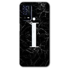 Oppo A55 Siyah Mermer Desenli I Harfi Baskılı Uyumlu Silikon Kılıf