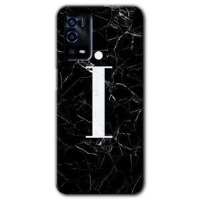 Oppo A55 Siyah Mermer Desenli I Harfi Baskılı Uyumlu Silikon Kılıf