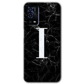 Oppo A55 Siyah Mermer Desenli I Harfi Baskılı Uyumlu Silikon Kılıf