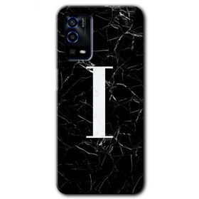 Oppo A55 Siyah Mermer Desenli I Harfi Baskılı Uyumlu Silikon Kılıf