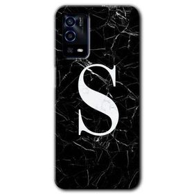 Oppo A55 Siyah Mermer Desenli Ş Harfi Baskılı Uyumlu Silikon Kılıf