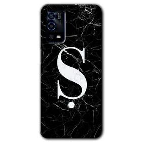 Oppo A55 Siyah Mermer Desenli Ş Harfi Baskılı Uyumlu Silikon Kılıf