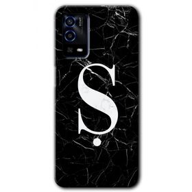 Oppo A55 Siyah Mermer Desenli Ş Harfi Baskılı Uyumlu Silikon Kılıf