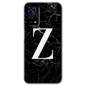 Oppo A55 Siyah Mermer Desenli Y Harfi Baskılı Uyumlu Silikon Kılıf