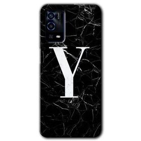 Oppo A55 Siyah Mermer Desenli Y Harfi Baskılı Uyumlu Silikon Kılıf