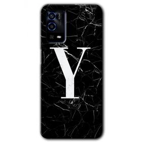 Oppo A55 Siyah Mermer Desenli Y Harfi Baskılı Uyumlu Silikon Kılıf