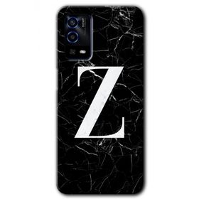 Oppo A55 Siyah Mermer Desenli Z Harfi Baskılı Uyumlu Silikon Kılıf