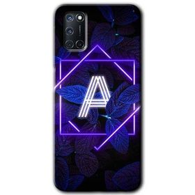 Oppo A72 Dark Neon Yaprak A Harfi Baskılı Uyumlu Silikon Kılıf