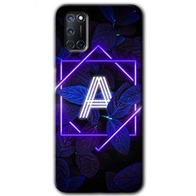 Oppo A72 Dark Neon Yaprak A Harfi Baskılı Uyumlu Silikon Kılıf