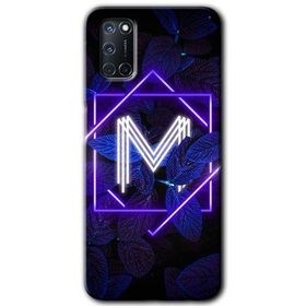 Oppo A72 Dark Neon Yaprak M Harfi Baskılı Uyumlu Silikon Kılıf