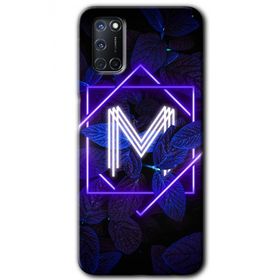 Oppo A72 Dark Neon Yaprak M Harfi Baskılı Uyumlu Silikon Kılıf