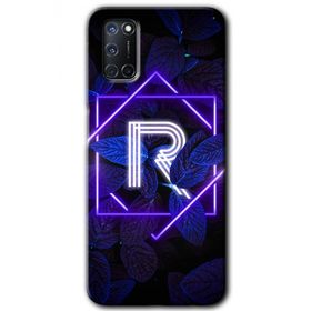 Oppo A72 Dark Neon Yaprak R Harfi Baskılı Uyumlu Silikon Kılıf