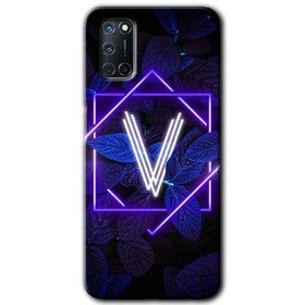 Oppo A72 Dark Neon Yaprak V Harfi Baskılı Uyumlu Silikon Kılıf