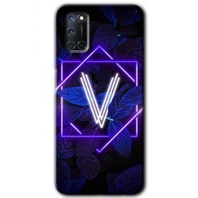Oppo A72 Dark Neon Yaprak V Harfi Baskılı Uyumlu Silikon Kılıf