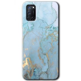 Oppo A72 Mavi Gold Mermer Baskılı Uyumlu Silikon Kılıf
