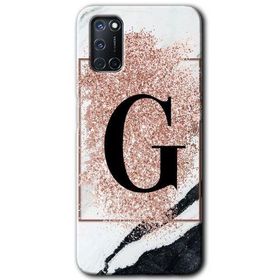 Oppo A72 Pembe Mermer Desenli G Harfi Baskılı Uyumlu Silikon Kılıf