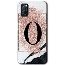 Oppo A72 Pembe Mermer Desenli Ö Harfi Baskılı Uyumlu Silikon Kılıf