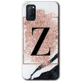 Oppo A72 Pembe Mermer Desenli Z Harfi Baskılı Uyumlu Silikon Kılıf