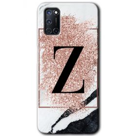 Oppo A72 Pembe Mermer Desenli Z Harfi Baskılı Uyumlu Silikon Kılıf