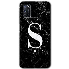 Oppo A72 Siyah Mermer Desenli S Harfi Baskılı Uyumlu Silikon Kılıf
