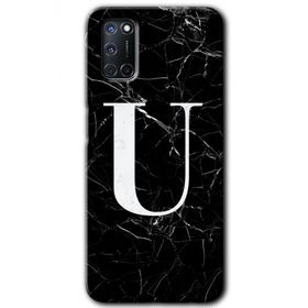 Oppo A72 Siyah Mermer Desenli Ü Harfi Baskılı Uyumlu Silikon Kılıf