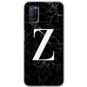 Oppo A72 Siyah Mermer Desenli Z Harfi Baskılı Uyumlu Silikon Kılıf