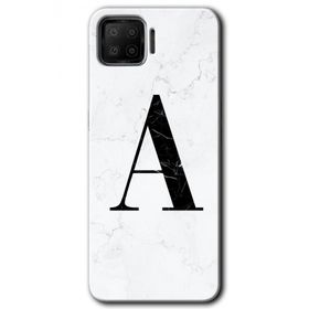 Oppo A73 Beyaz Mermer Desenli A Harfi Baskılı Uyumlu Silikon Kılıf
