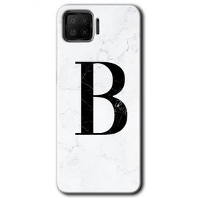 Oppo A73 Beyaz Mermer Desenli B Harfi Baskılı Uyumlu Silikon Kılıf