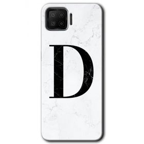 Oppo A73 Beyaz Mermer Desenli D Harfi Baskılı Uyumlu Silikon Kılıf