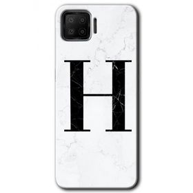 Oppo A73 Beyaz Mermer Desenli H Harfi Baskılı Uyumlu Silikon Kılıf
