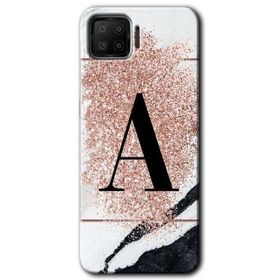 Oppo A73 Pembe Mermer Desenli A Harfi Baskılı Uyumlu Silikon Kılıf