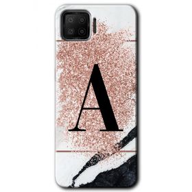 Oppo A73 Pembe Mermer Desenli A Harfi Baskılı Uyumlu Silikon Kılıf