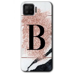 Oppo A73 Pembe Mermer Desenli B Harfi Baskılı Uyumlu Silikon Kılıf