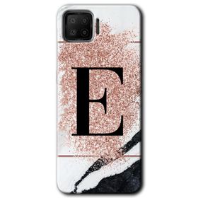 Oppo A73 Pembe Mermer Desenli E Harfi Baskılı Uyumlu Silikon Kılıf