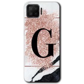 Oppo A73 Pembe Mermer Desenli G Harfi Baskılı Uyumlu Silikon Kılıf