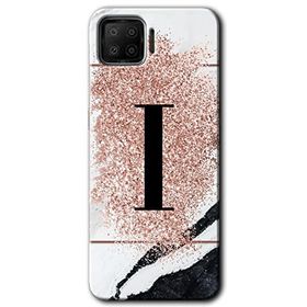 Oppo A73 Pembe Mermer Desenli İ Harfi Baskılı Uyumlu Silikon Kılıf