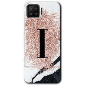 Oppo A73 Pembe Mermer Desenli İ Harfi Baskılı Uyumlu Silikon Kılıf