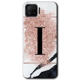 Oppo A73 Pembe Mermer Desenli İ Harfi Baskılı Uyumlu Silikon Kılıf