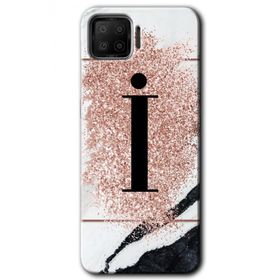 Oppo A73 Pembe Mermer Desenli İ Harfi Baskılı Uyumlu Silikon Kılıf