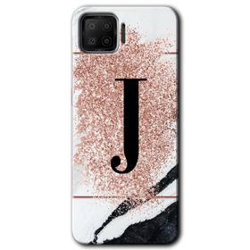 Oppo A73 Pembe Mermer Desenli J Harfi Baskılı Uyumlu Silikon Kılıf