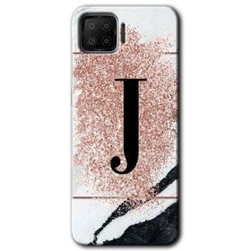 Oppo A73 Pembe Mermer Desenli J Harfi Baskılı Uyumlu Silikon Kılıf