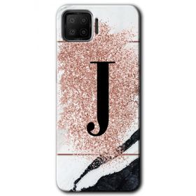 Oppo A73 Pembe Mermer Desenli J Harfi Baskılı Uyumlu Silikon Kılıf