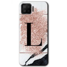 Oppo A73 Pembe Mermer Desenli L Harfi Baskılı Uyumlu Silikon Kılıf