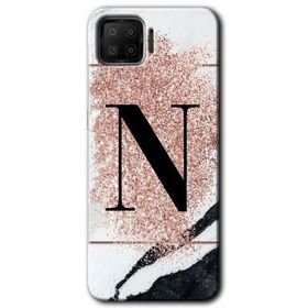 Oppo A73 Pembe Mermer Desenli N Harfi Baskılı Uyumlu Silikon Kılıf