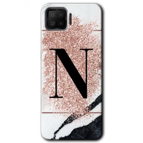 Oppo A73 Pembe Mermer Desenli N Harfi Baskılı Uyumlu Silikon Kılıf