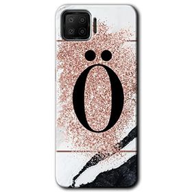Oppo A73 Pembe Mermer Desenli O Harfi Baskılı Uyumlu Silikon Kılıf