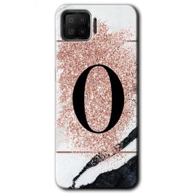 Oppo A73 Pembe Mermer Desenli O Harfi Baskılı Uyumlu Silikon Kılıf