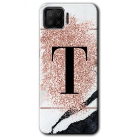 Oppo A73 Pembe Mermer Desenli T Harfi Baskılı Uyumlu Silikon Kılıf